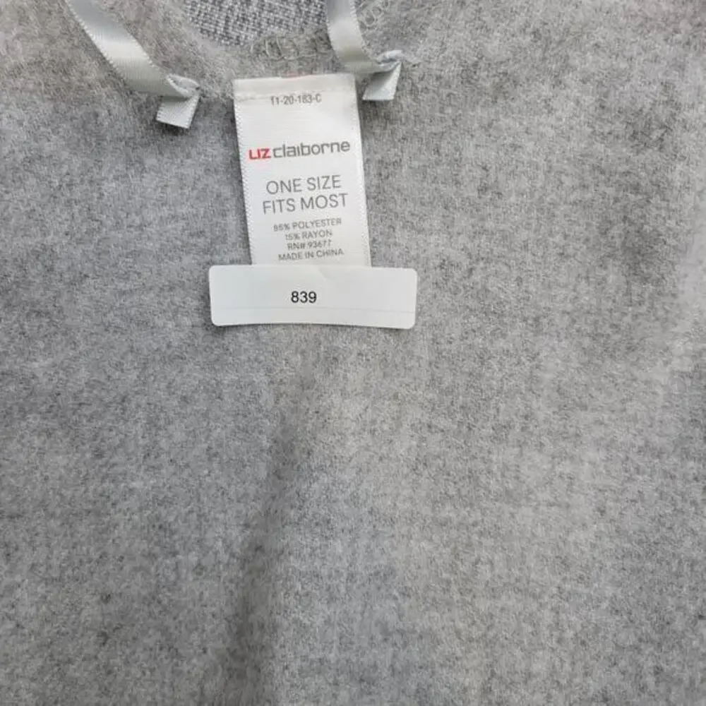 Liz Claiborne Womens Sweater Wrap Cape Poncho One‎ Size Grey Soft